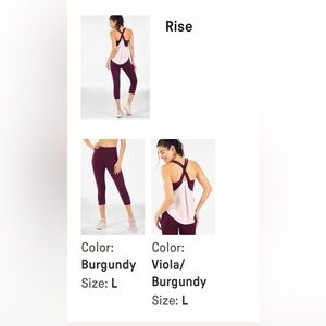 Fabletics Burgundy Athletic Set -Size L